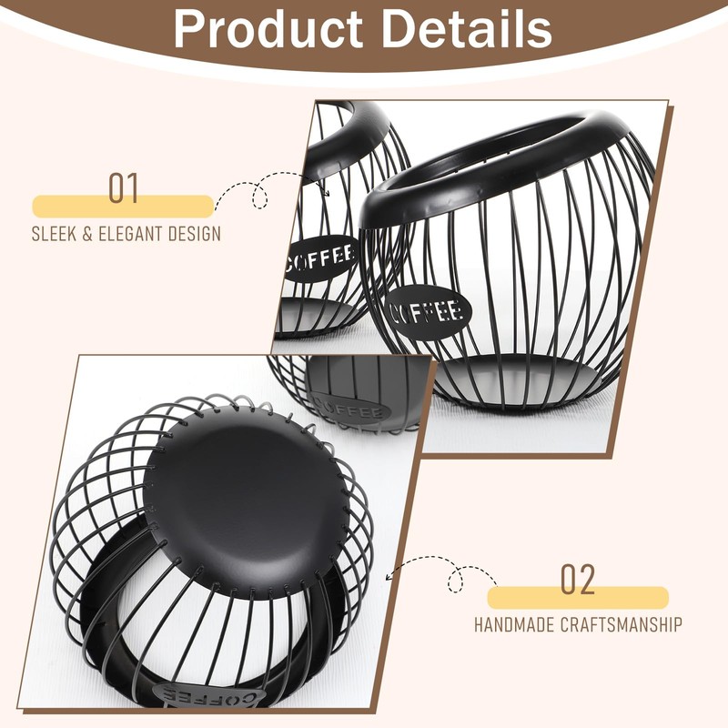 2 Pcs Coffee Pod Holder, Espresso Pod Holders Metal (Black)