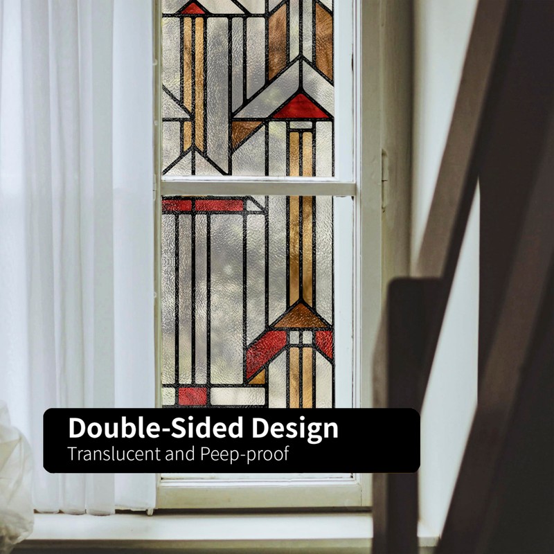 Flortlias Faux Stained Glass Effect Window Privacy Film, Original Hand