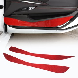 Soft 3D Real Carbon Fiber Car Interior Door Panel Trim Anti Kick Kit Compatible with Corvette C8 Stingray Z06 Z51 2020 2021 2022 2023 Interior Decoration Accessories (Red)