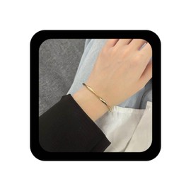 Ximdble Vintage Wave Bangle Bracelet Minimal Circle Cuff Open Wrap Gold Minimalist Jewelry for Women