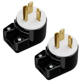 [2-Pack] USA 3-Prong Male AC Plug, Right Angle ETL Nema 5-20P 3 Pole DIY Rewirable, 20A 125V USA 3Pin AC Connector, 12 Direction Rotatable Plug