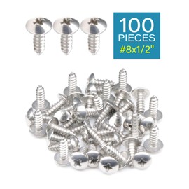 IMScrews 100Pcs #8 x 1/2"(13mm) Truss Head Phillips Wood Screws Heavy Duty 18-8 (304) Stainless Steel Screws