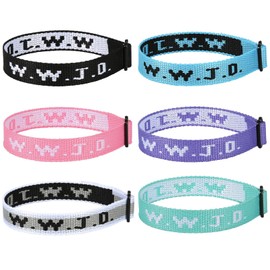 Flongo WWJD Christian Bracelets Set: 6Pcs What Would Jesus Do Bracelet for Men Women - Inspirational Religious Friendship Jewelry Set Gifts for Girls Boys Friends Son Daughter