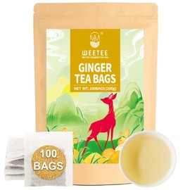 WT WEETEE Ginger Tea Bags, 100 Count Pure Ginger Root Tea, Warm & Spicy