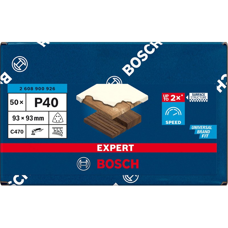 Bosch 50 x Expert C470 Sandpaper (for Paint on Wood,