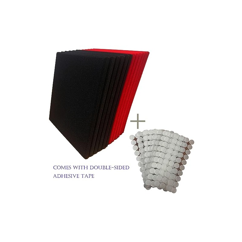 12 Pack Black/red Acoustic Foam Panel Wedge Studio Soundproofing Wall