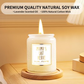 Mimi Candle Funny Mimi Gifts for Mimi for Mothers Day from Granddaughter Grandson - 7oz Funny Mimi’s Last Nerve Lavender Candle - Unique Birthday Christmas Gift for Mimi from Grandkids