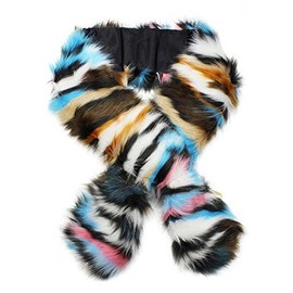 Luxury Divas Blue Colorful Faux Fur Shoulder Wrap Scarf Stole