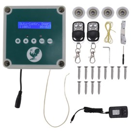 Automatic Chicken Coop Door Controller, IP44 Cage Opener Remote Control Poultry House Door Actuator Motor Kit with Timer Light Sensor for Chicken, Duck, Goose (US Plug)