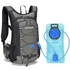 Arvano Hydration Backpack Cycling Rucksack 15L Lightweight Running Backpack With Water Bladder 2L, Insulated Compartment, for Hiking, Mountain Biking, Skiing for Men Women (Grey-green, One Size)