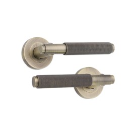 Infinity Decor Matt Antique Knurled Lever Door Handles on Sprung Rose Pack - Pull Doors Handle for Interior & Exterior Doors
