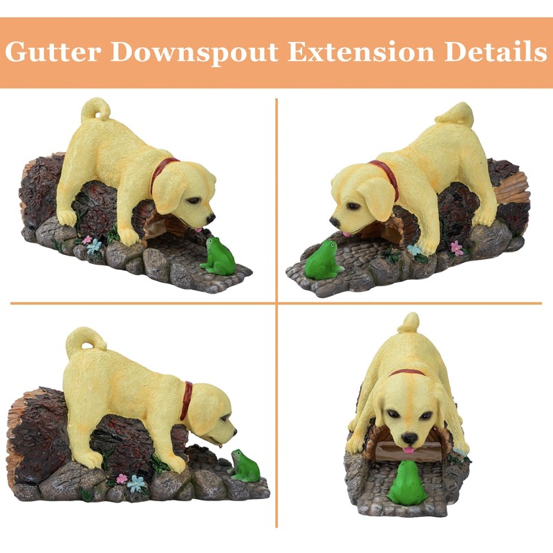 Noegrus Real Dog Gutter Downspout Extender Statue, Garden Animal Decor