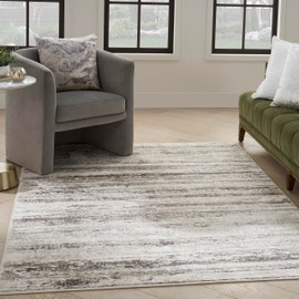 Nourison Glam Abstract Cream Grey 5'3" x 7'3" Area Rug, Easy Cleaning, Non Shedding, Bed Room, Living Room, Dining Room, Backyard, Deck, Patio (5x7)