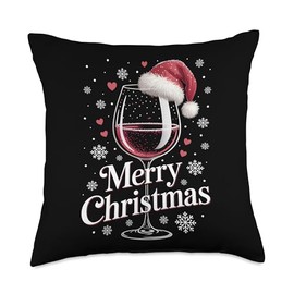 Party Outfit Christmas Pajamas Women Wine Glass Wine Throw Pillow