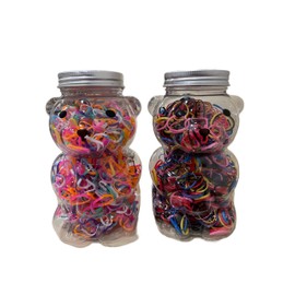Bear Hair Ties for Kids, Toddlers, Girls, Women, 2000 Pieces, Extra Soft Rubber Bands, Multicolour, 2-Pack
