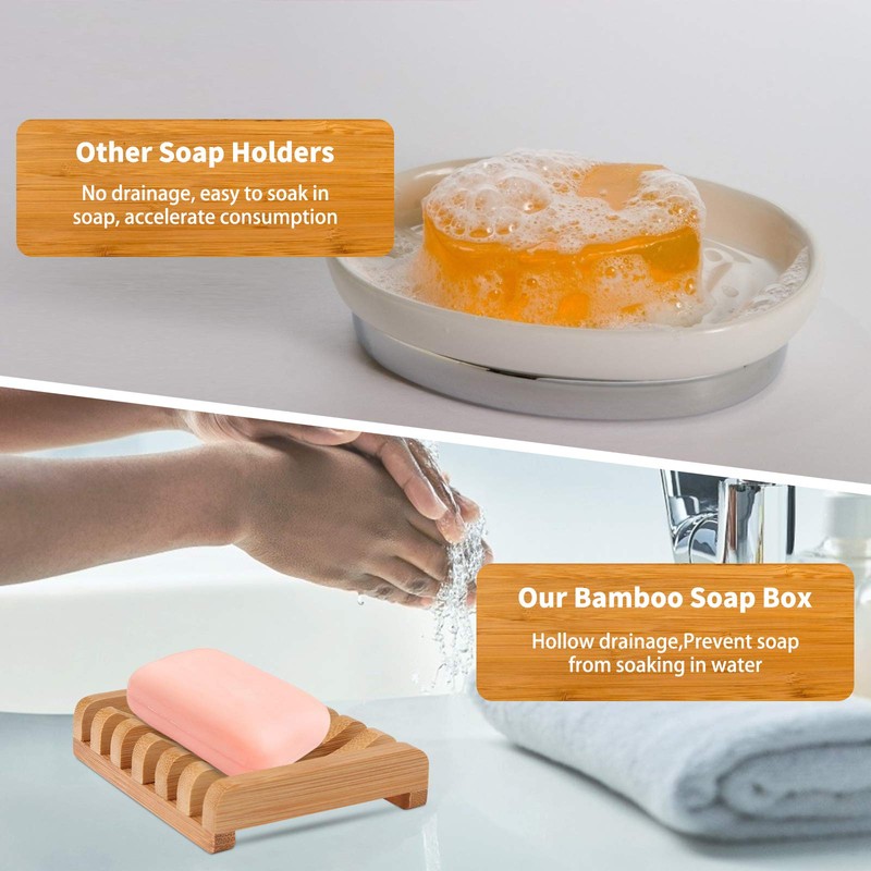 Thinkcase Soap Dish Wooden Shower (2 Pieces), Handmade Soap Holder