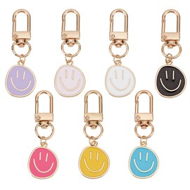 arricraft Keychain Round Alloy & Enamel Pendants Charms, 14 Pcs-smile, 24.5x19.5x1mm
