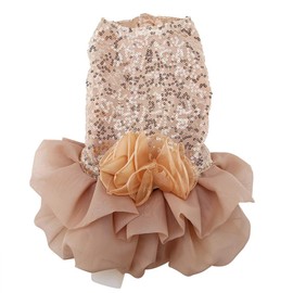 Summer Pet Cloth Small Dog, Pet Dress, Dog Dress Dog Wedding Dress Rose Gold Dog Dress Dress Puppy Sequined Princess Bubble Skirt Wedding Costume (M)