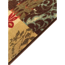 Rubber Backed Mat 18" x 32" Italian Floral Panel Boxes Brown Multicolor Doormat Accent Rug - Rana Collection Kitchen Dining Living Hallway Bathroom Pet Entry Rugs RAN2029-12