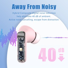 YATWIN Bluetooth Kopfhörer In Ear, Kopfhörer Kabellos Bluetooth 5.3 mit ENC HD Anruf, Kabellosem Laden, Aktiver Geräuschunterdrückung, 6 Mikrofone, 32 Std Akku, Tiefer Bass In Ear Ohrhörer, Rosa