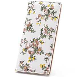 GOIACII Women's Large Wallet with RFID Protection, Slim Wallet for Women, Long Format with 11 Card Slots and Photo Window, White