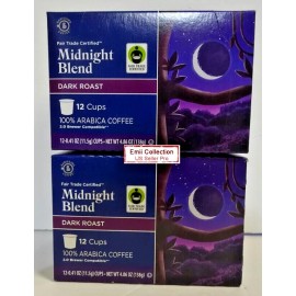 Barissimo Midnight Blend Dark Roast 12 Cups Coffee 4.86oz 138g (2 Boxes)