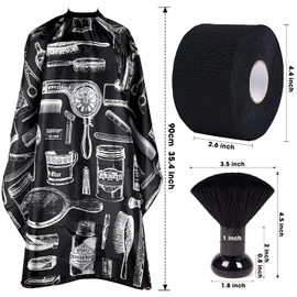 Hair Cutting Cape Barber Cape for Men Hair Cape for Haircuts Barber Cape with Adjustable Neck Size Neck Strips Neck Duster Set Barber Neck Strips