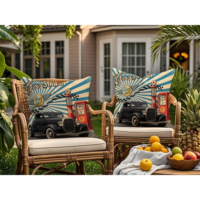Doobicy Vintage Car Throw Pillow Covers 16x16 Set of 2