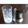 Crystal Granyoniy Tea Glass with Podstakannik, Hot/Cold Beverage Glass with