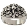 sakuto Men's Ring, Stainless Steel, Floral Cross, Cross Ring, Silver