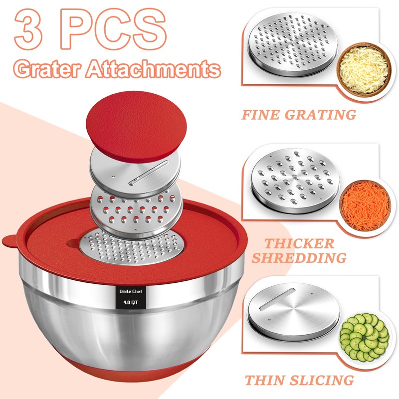 Umite Chef Mixing Bowls with Airtight Lids Set, 8PCS Stainless