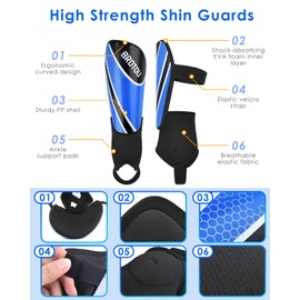 BROTOU Youth Shin Pads Lightweight Football Protective Gear with Ankle and Leg Calf Guards Protective Gear for Boys Girls 3 4 5 6 (XS)