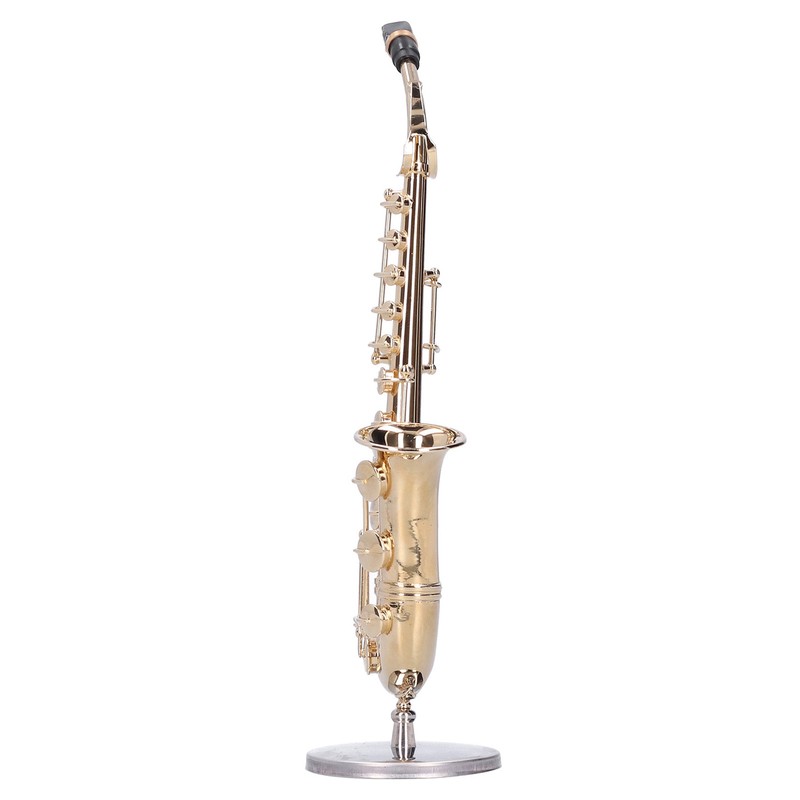 Miniature Copper Saxophone Model with Stand Mini Musical Instrument Ornaments