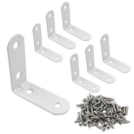 Rierdge 20 Pcs White Corner Brace L Bracket, 1.9” x 1.9” x 0.73”/ 50 x 50 x 1.5mm Iron Right Angle Brackets, Metal Joint Right Angle Bracket for Tables, Furniture, Shelves with Screws