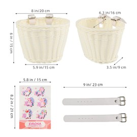 EIRONA Kids Bike Basket for 12 14 16 Children Bike, Kids Bicycle Basket for Scooter, Tricycle,Boys & Girls Bike Accessories, White