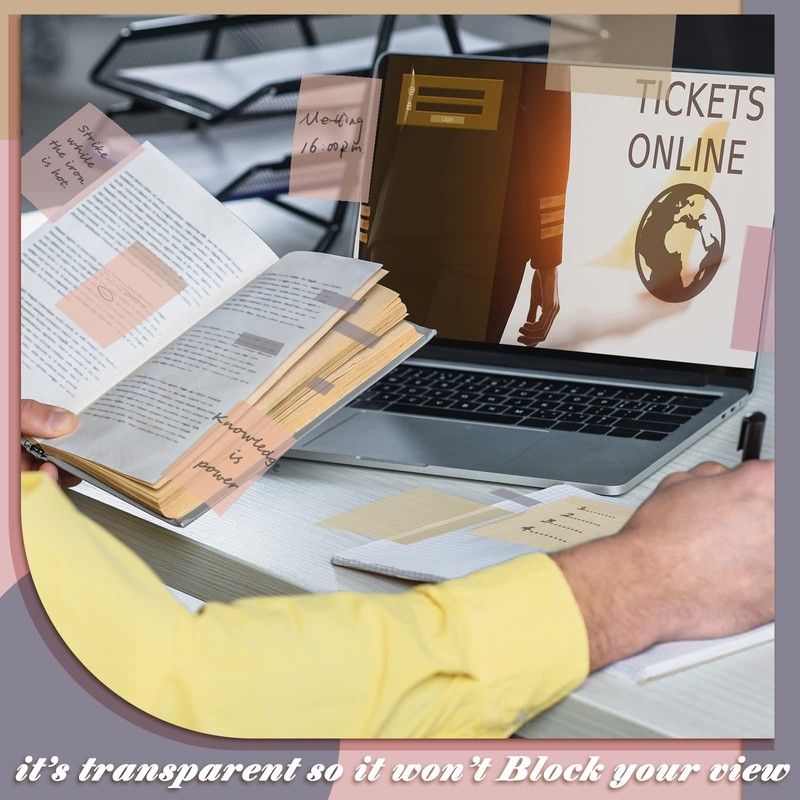 900 Pcs Clear Sticky Notes Transparent Sticky Note Pastel Sticky