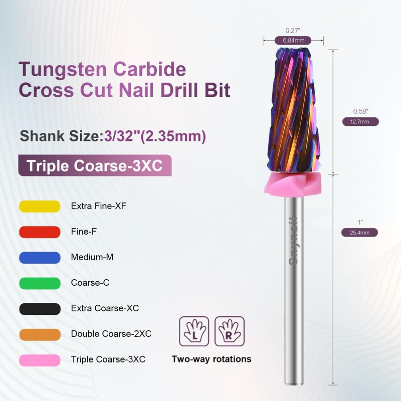 Cnynail 5 in 1 Cross Cut Nail Drill Bit, Tungsten