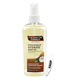 Coconut Oil Formula Body Oil 150ml – Hydrating Dry Oil with Vitamin E for Body and Shower | 48H Moisture, Natural Glow and Radiance with Cosmetic Spatula