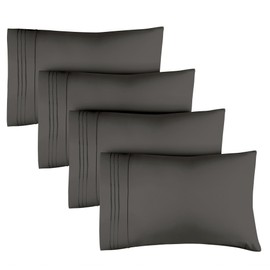 Queen Size Pillow Cases Set of 4 - Soft, Premium Quality Pillowcase Covers - Machine Washable Protectors - 20x40, 20x36 & 20x48 Pillows for Sleeping 4 Piece - Queen Size Charcoal Pillow Cover Bedding