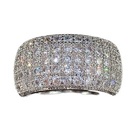 Viyuroyk 925 Sterling Silver Shiny Wide version full drill Cubic Zirconia Rings Diamond Rings for Women Jewelry Findings Earring Backs Findings (US Code 9)