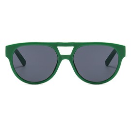 LJCZKA Round Double Bridge Sunglasses for Men Women, Classic Round Sunglasses Vintage Pilot Style Flat Top Shades UV400