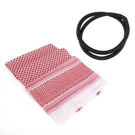 FakeFace Men's Hijab Headscarf Islam Hijab Men's Neckerchief Scarf Islamic Arabic Head Cap Muslim Clothing Scarf Summer Turban Headwear Head Wraps, Red scarf + agal rope