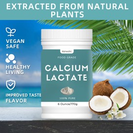 6 oz Calcium Lactate Powder, 100% Pure Calcium Lactate, Food-Grade, Supports Bone Health, Helps Neutralize Food Acidity, Keeps Food Fresh, for Dairy Products, Breads and Pastries and More