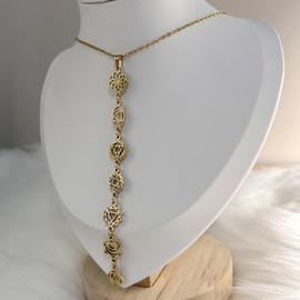 AITENME Long Pendant 7 Chakra Necklace Women Yoga Fashion Accessories Adjustable Chain Spirit Gift Jewellery Y Shaped Dance Party, Stainless Steel