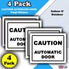 4 Pack - Caution Automatic Door Sticker Signs - 90mm
