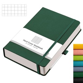 Graph Paper Notebook - 320 Pages Grid Notebook Thick Journal A5, 100gsm Thick Graph Paper, Leather Hardcover, Inner Pocket,5.75'' × 8.38''- Green - Color: B