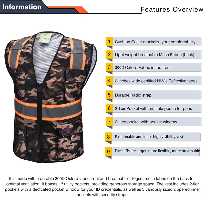 Gasoline Class 2 High Visibility Reflective Safety Vests Women &
