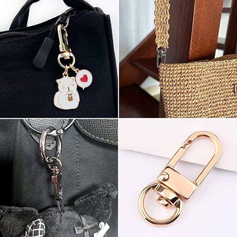 YFFSFDC キーホルダー 10個セット 金具 ナスカン 回転カン フック 360度回転 キーリング ストラップ