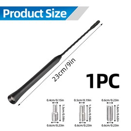 1PCS Universal Car Antenna Replacement AM/FM/DAB Car Aerial Antennas Comes With Screws M4 M5 M6 9 Inch Long Car Roof Radio Antenna Mast Radio Signal Booster Rod Aerial Accessories for vehicle