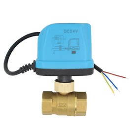 OemClima 2-Way Motor Ball Valve Electric 12 V 24 V DC 2 Way Valve Electric 1/2 3/4 1 1-1/4 1-1/2 2 Inch (DC 24 V, 3/4 Inch DN20)
